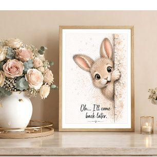 Arte de pared de conejo curioso Impresión divertid