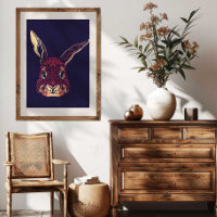 Arte de pared de conejo del zodíaco chino, decorac