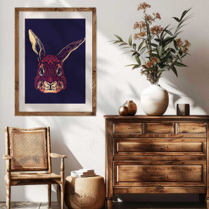 Arte de pared de conejo del zodíaco chino, decorac