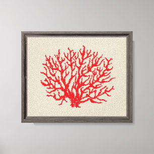 Arte de pared de coral rojo de playa