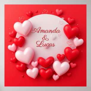 ❤️ Arte de Pared de Corazones Rojos Románticos par