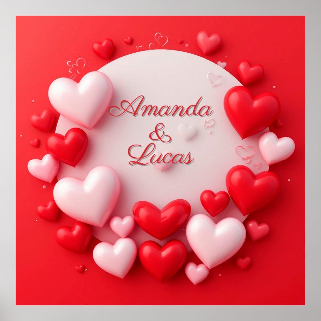 ❤️ Arte de Pared de Corazones Rojos Románticos par (Frente)
