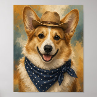 Arte de pared de Corgi — Retrato de pequeño vaquer