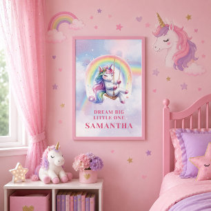 Arte de pared de cumpleaños de niña de unicornio m