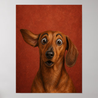 Arte de pared de Dachshund — Sorprendido estilo pi