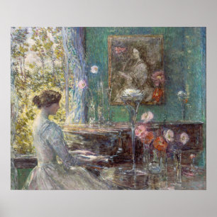 Arte de Pared de Dama de Piano Impresionista Vinta