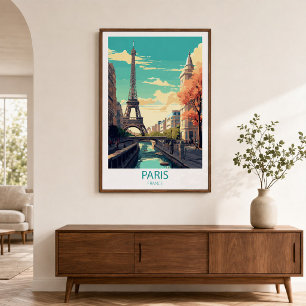 Arte de pared de destino de viaje retro París Fran