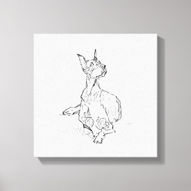 Arte de pared de Doberman – Dibujo lineal minimali (Anverso)