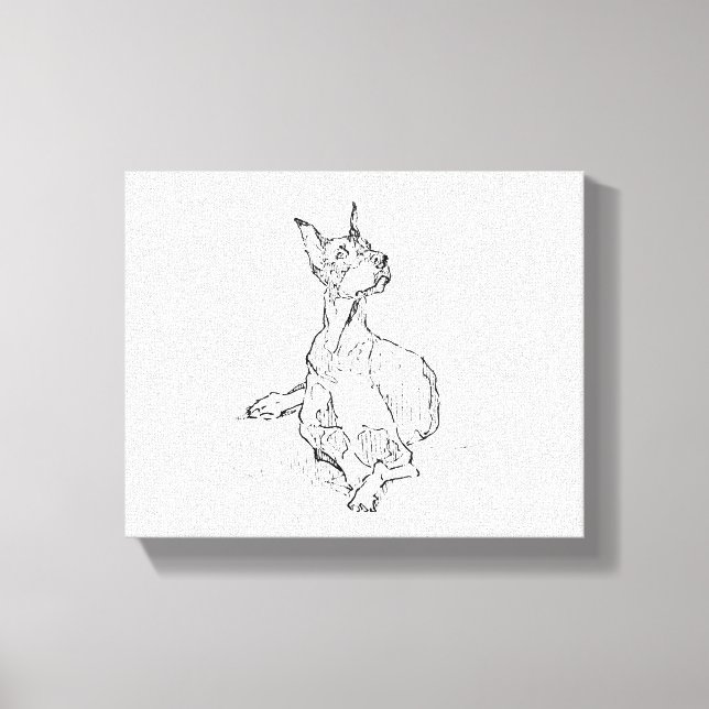 Arte de pared de Doberman: dibujo lineal minimalis (Anverso)