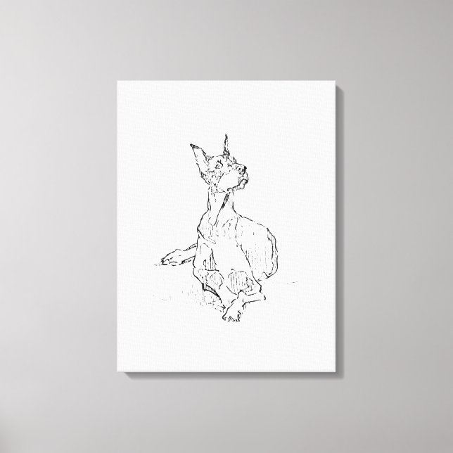 Arte de pared de Doberman: dibujo lineal minimalis (Anverso)