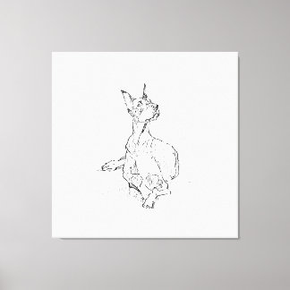 Arte de pared de Doberman: dibujo lineal minimalis