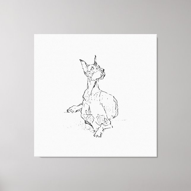 Arte de pared de Doberman: dibujo lineal minimalis (Anverso)