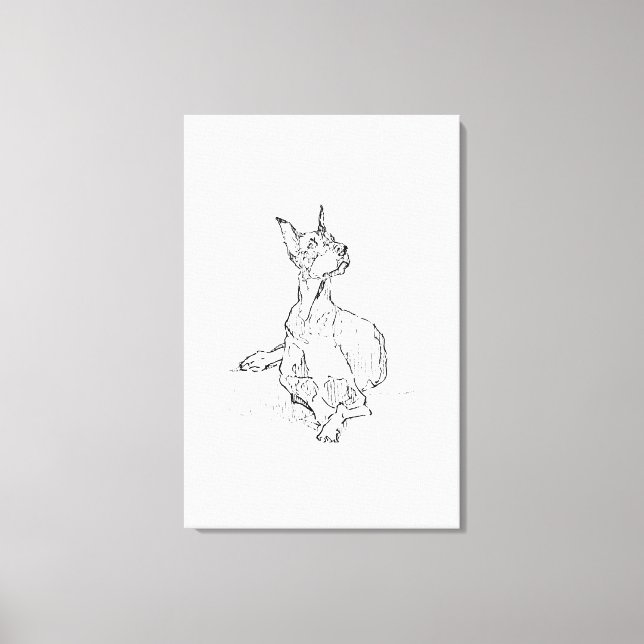 Arte de pared de Doberman: dibujo lineal minimalis (Anverso)
