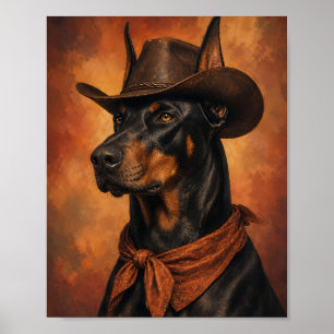 Arte de pared de Doberman — Retrato de vaquero con