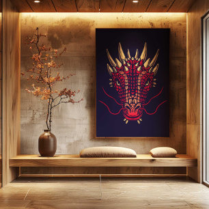 Arte de pared de dragón del zodíaco chino, decorac