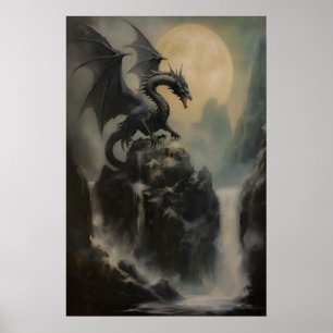 Arte de pared de dragón DND, pintura al óleo de fa