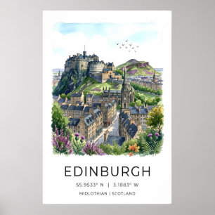 Arte de pared de Edimburgo Suave cielo de acuarela