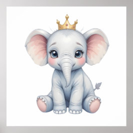 Arte de pared de elefante bebé dulce – Póster de g