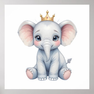 Arte de pared de elefante bebé dulce – Póster de g