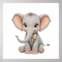 Arte de pared de elefante bebé dulce – Póster de g
