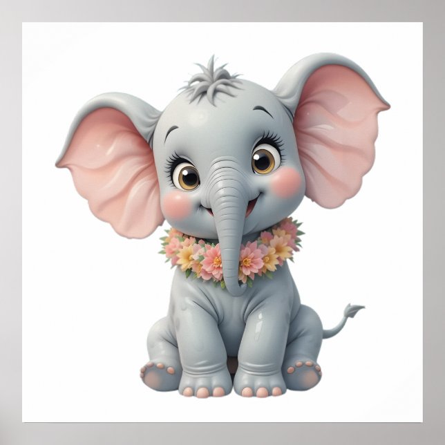 Arte de pared de elefante bebé dulce – Póster de g (Frente)