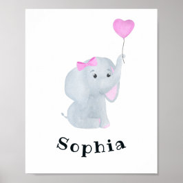Arte de Pared de Elefante Infantil Niña Personaliz
