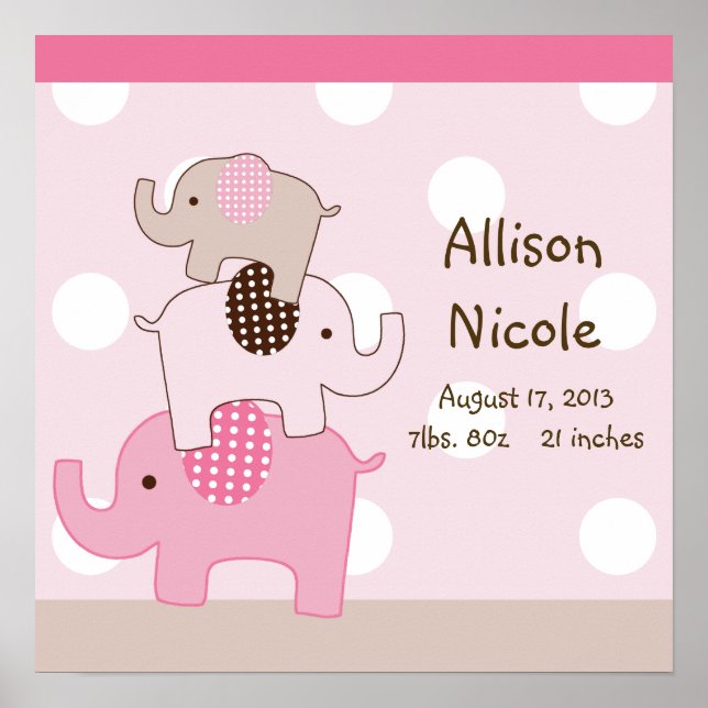 Arte de pared de elefantes apilados lindos persona (Frente)