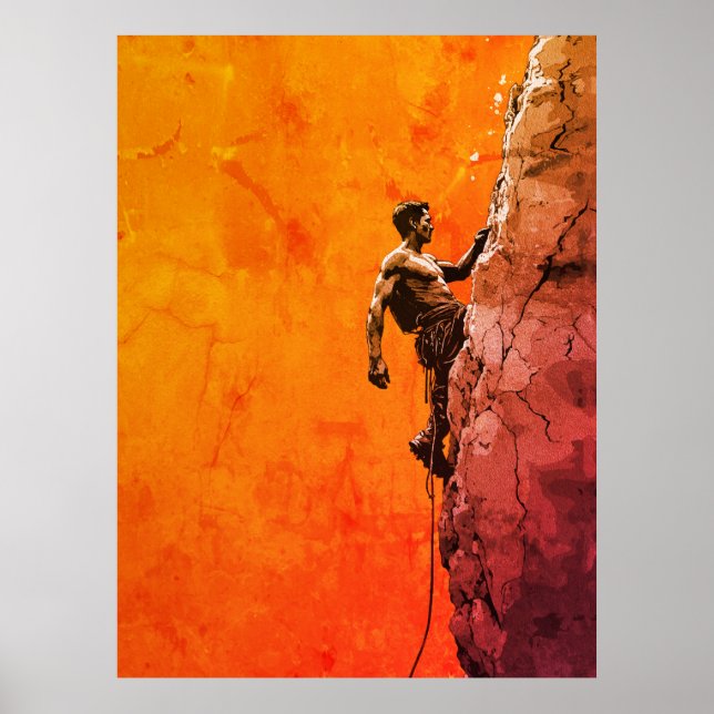 Arte de Pared de Escalador de Roca Audaz (Frente)