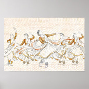 Arte de pared de escenario de danza clásica india 