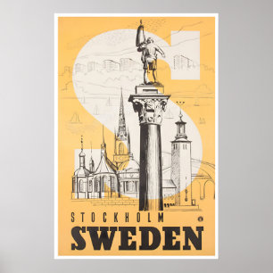 Arte de pared de Estocolmo Cartel de viaje Suecia 