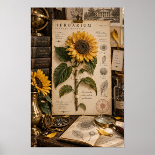 Arte de pared de estudio de herbario de girasol vi