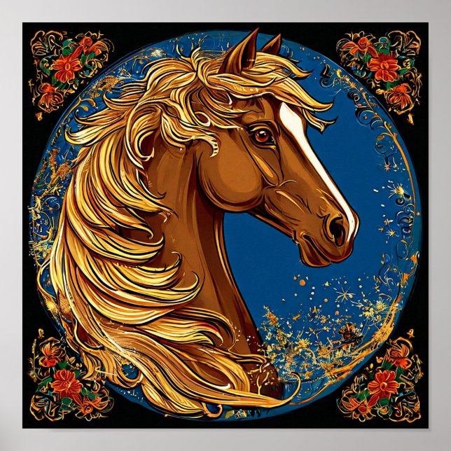 Arte de pared de fantasía de caballo de dibujos an (Frente)