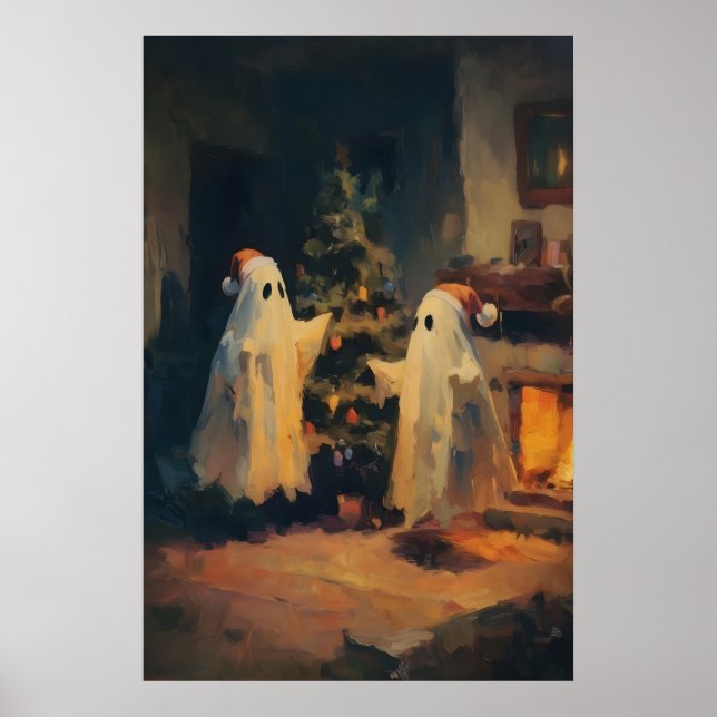 Arte de pared de fantasma de Navidad, impresión na (Frente)