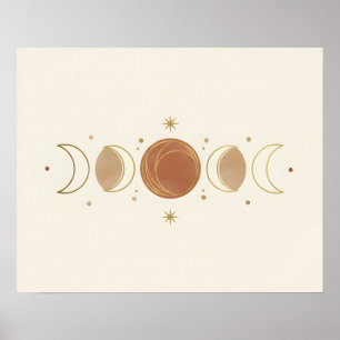 Arte de pared de fases lunares boho para baño