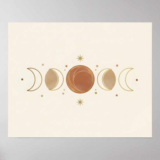 Arte de pared de fases lunares boho para baño (Frente)