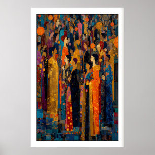 Arte de pared de festival Escena de multitud india