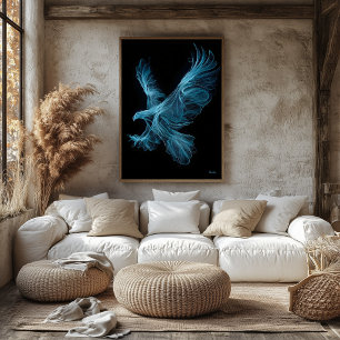 Arte de pared de filamento futurista águila azul n