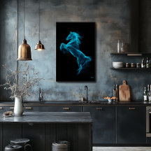 Arte de pared de filamento futurista de caballo az