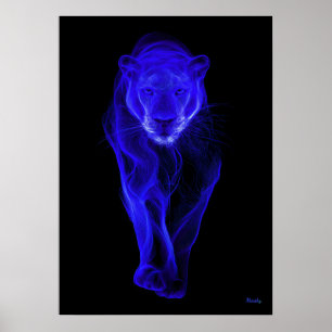 Arte de pared de filamento futurista de pantera az