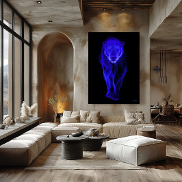 Arte de pared de filamento futurista de pantera az