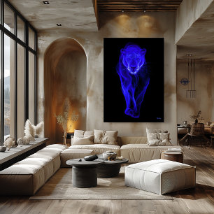 Arte de pared de filamento futurista de pantera az