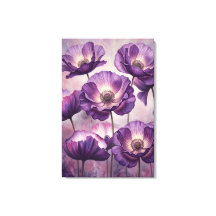 arte de pared de flor de amapola púrpura