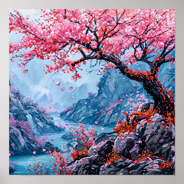 Arte de pared de flor de cerezo del árbol Sakura (Frente)