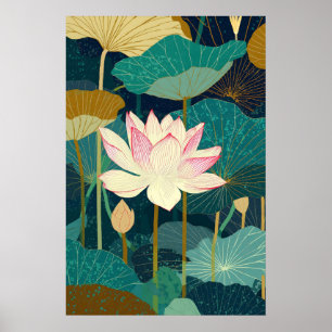 Arte de pared de flor de loto Impresión botánica v