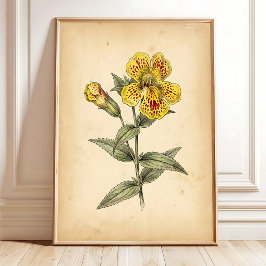 Arte de pared de flor de mono vintage en lienzo
