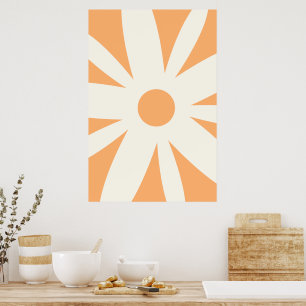 Arte de pared de flor de pétalo de crema de naranj