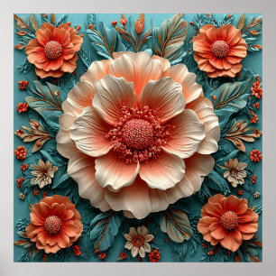 🌸 Arte de pared de flores de papel coral Decoraci
