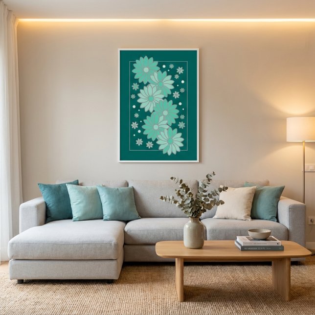 Arte de Pared de Flores Turquesas Elegantes (Subido por el creador)