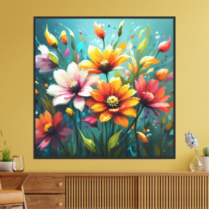 Arte de pared de flores vibrantes en flor
