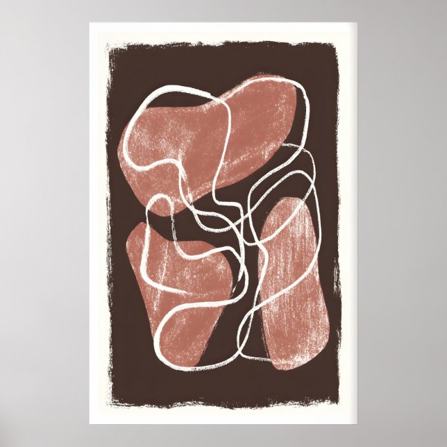 Arte de pared de forma orgánica, abstracto en tono (Frente)